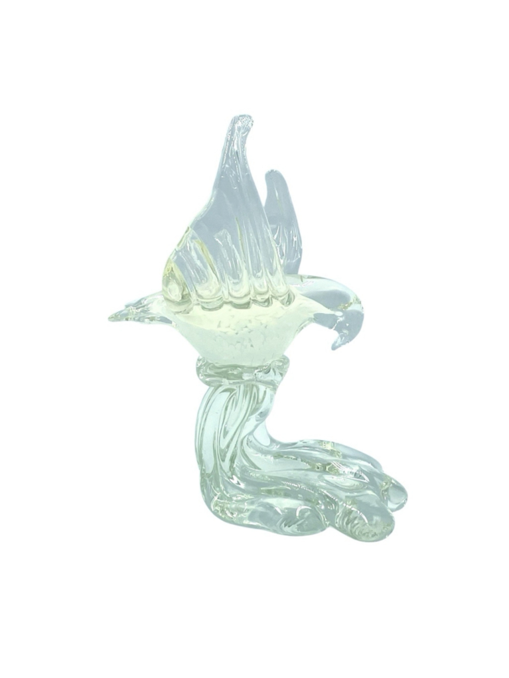 Art Glass Bird In Flight on Wave Water Figurine Seagull Sculpture White Center